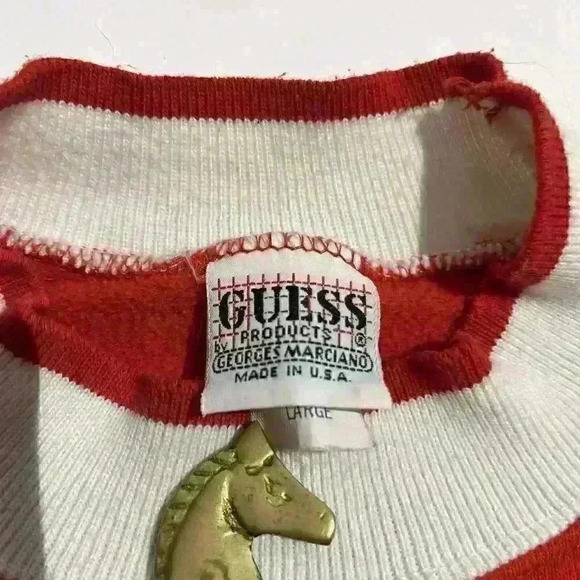 Vintage Guess Jeans 80s USA Spellout Georges Marciano Crew Neck Sweater Large - Picture 3 of 9